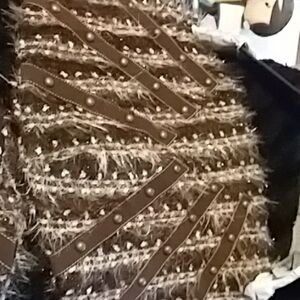 Women’s Brown Textured Tweed Purse with Studded Trim